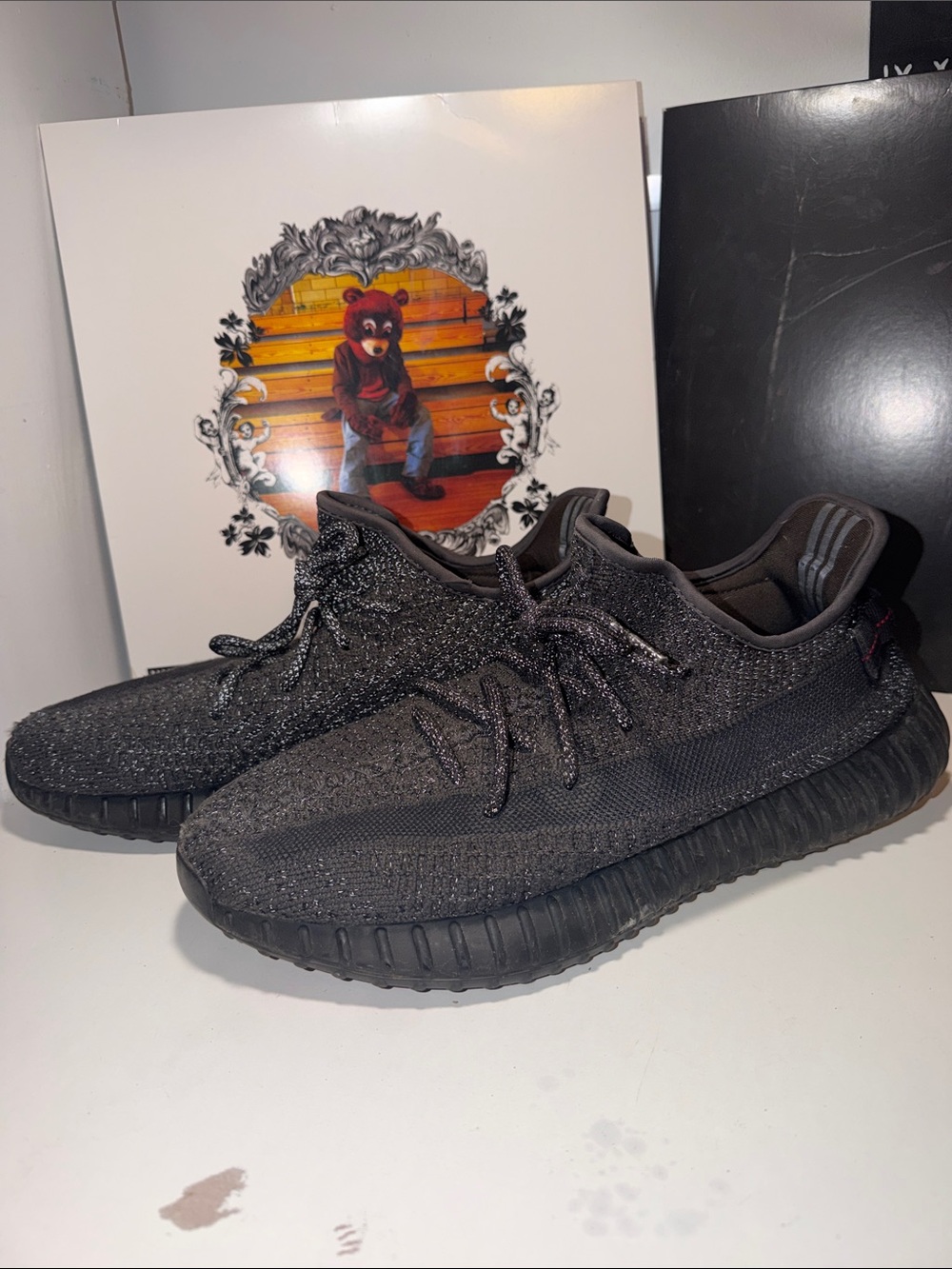 adidas Yeezy Boost 350 V2 Triple Black Reflective Sneakers - Picture 2 of 6